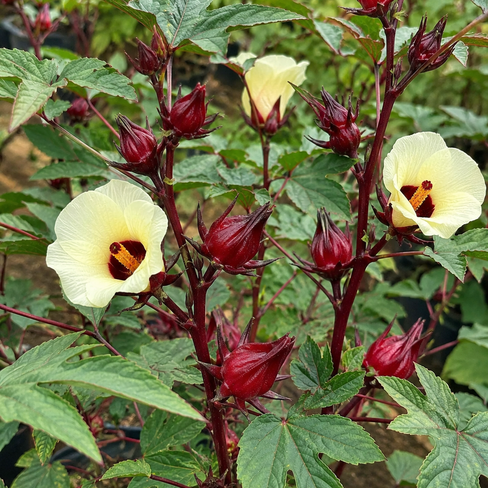 Zinger Hibiscus (Roselle) Starter Plant